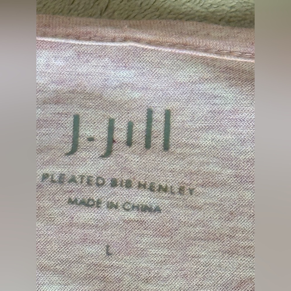 J. Jill Pleated Henley Heathered Pink 100% Cotton Flannel Feel Top Long Sleeve L - Picture 5 of 11